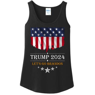 Trump 2024 Lets Go Brandon U.S Flag Ladies Essential Tank