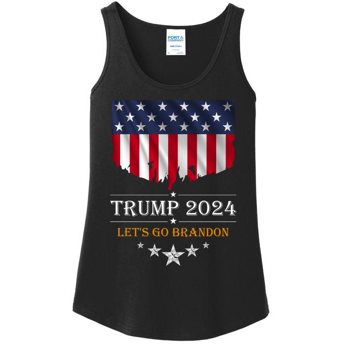 Trump 2024 Lets Go Brandon U.S Flag Ladies Essential Tank