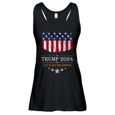 Trump 2024 Lets Go Brandon U.S Flag Ladies Essential Flowy Tank