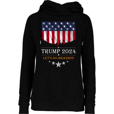 Trump 2024 Lets Go Brandon U.S Flag Womens Funnel Neck Pullover Hood