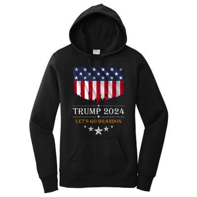 Trump 2024 Lets Go Brandon U.S Flag Women's Pullover Hoodie