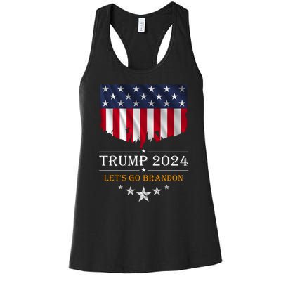 Trump 2024 Lets Go Brandon U.S Flag Women's Racerback Tank