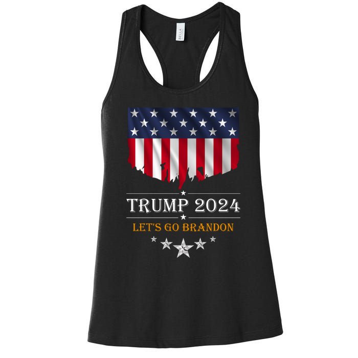 Trump 2024 Lets Go Brandon U.S Flag Women's Racerback Tank