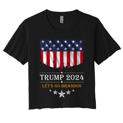 Trump 2024 Lets Go Brandon U.S Flag Crop Top
