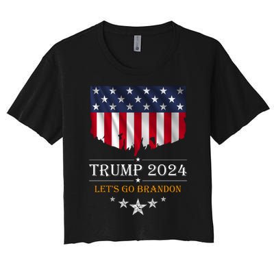 Trump 2024 Lets Go Brandon U.S Flag Women's Crop Top Tee