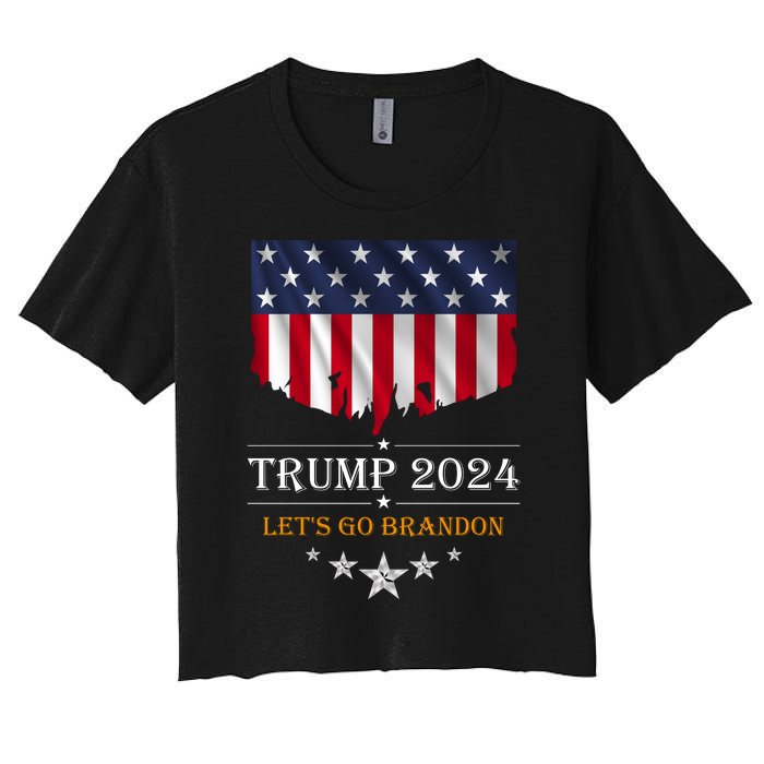 Trump 2024 Lets Go Brandon U.S Flag Women's Crop Top Tee