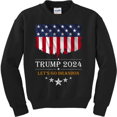 Trump 2024 Lets Go Brandon U.S Flag Kids Sweatshirt