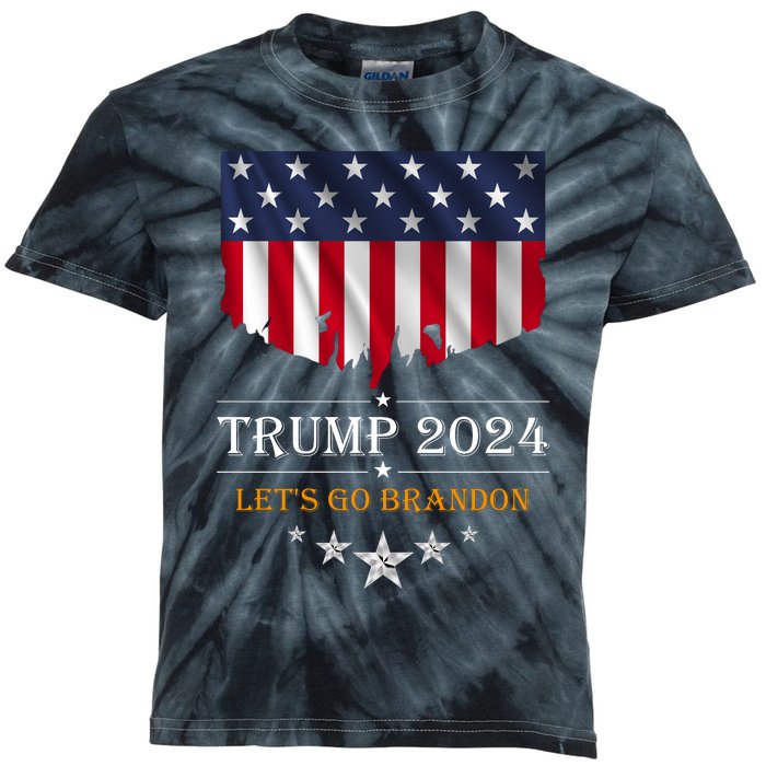 Trump 2024 Lets Go Brandon U.S Flag Kids Tie-Dye T-Shirt