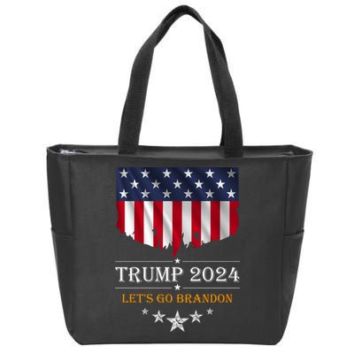Trump 2024 Lets Go Brandon U.S Flag Zip Tote Bag