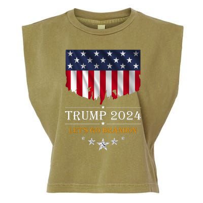 Trump 2024 Lets Go Brandon U.S Flag Garment-Dyed Women's Muscle Tee