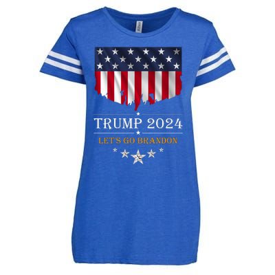 Trump 2024 Lets Go Brandon U.S Flag Enza Ladies Jersey Football T-Shirt