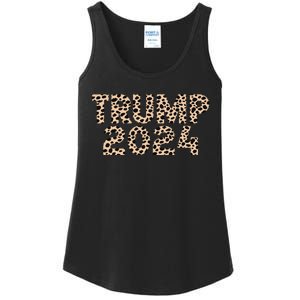 Trump 2024 Leopard Print Support Graphic Ladies Essential Tank