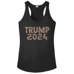 Trump 2024 Leopard Print Support Graphic Ladies PosiCharge Competitor Racerback Tank