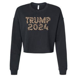 Trump 2024 Leopard Print Support Graphic Cropped Pullover Crew