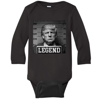 Trump 2024 Mugshot President Legend Baby Long Sleeve Bodysuit