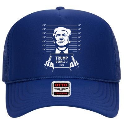 Trump 2024 Mugshot Style Poster High Crown Mesh Back Trucker Hat