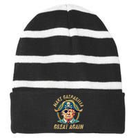 Trump 2024 Make Gasparilla Great Again Striped Beanie with Solid Band