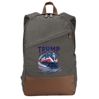 Trump 2024 Make America Great Again Train Graphic Cotton Canvas Backpack