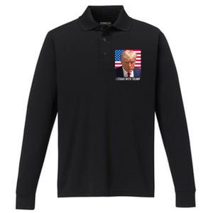 Trump 2024 Mugshot I Stand With Trump Pro Trump Performance Long Sleeve Polo