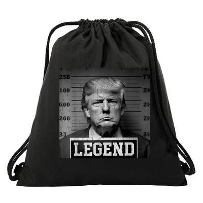 Trump 2024 Mugshot President Legend Drawstring Bag