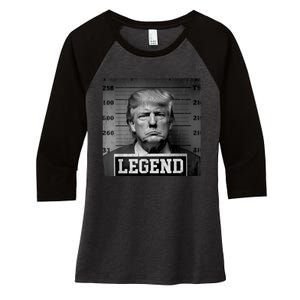 Trump 2024 Mugshot President Legend Women's Tri-Blend 3/4-Sleeve Raglan Shirt