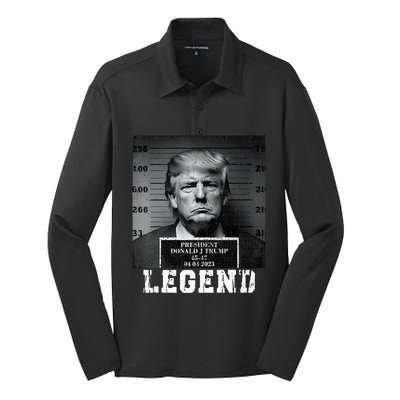 Trump 2024 Mugshot President Legend Silk Touch Performance Long Sleeve Polo