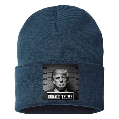 Trump 2024 Mugshot Trump Mug Shot President Sustainable Knit Beanie