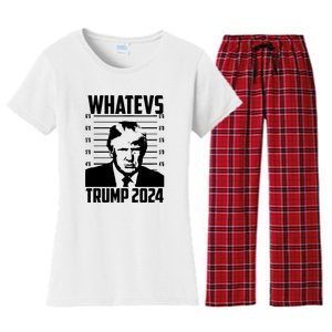 Trump 2024 Mugshot President Whatevs  Trump 2024 Women's Flannel Pajama Set