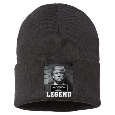 Trump 2024 Mugshot President Legend Sustainable Knit Beanie