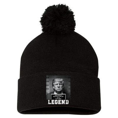 Trump 2024 Mugshot President Legend Pom Pom 12in Knit Beanie