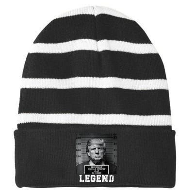 Trump 2024 Mugshot President Legend Striped Beanie with Solid Band