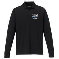 Trump 2024 Mugshot President Legend Performance Long Sleeve Polo