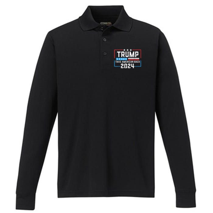 Trump 2024 Mugshot President Legend Performance Long Sleeve Polo