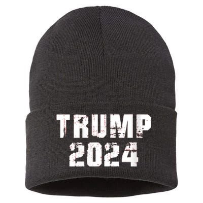 Trump 2024 Mugshot President Legend Sustainable Knit Beanie