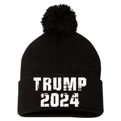 Trump 2024 Mugshot President Legend Pom Pom 12in Knit Beanie