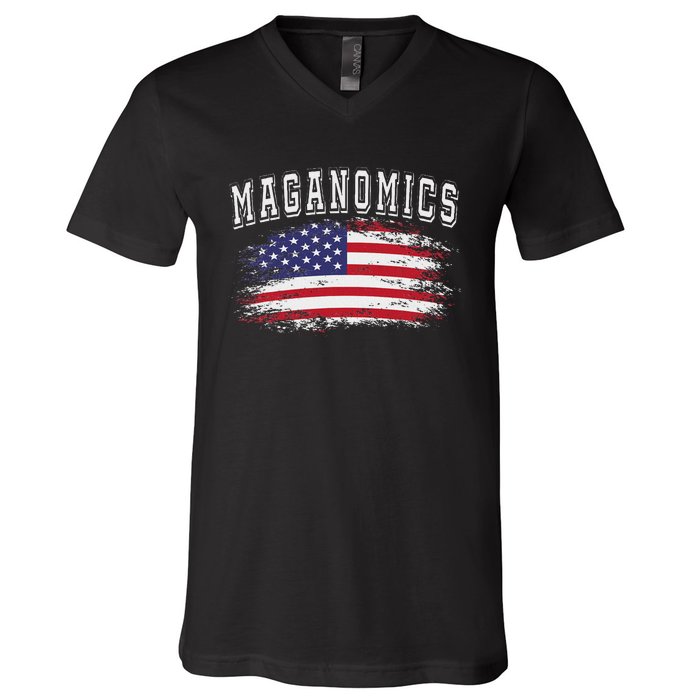 Trump 2024 Maganomics President Legend V-Neck T-Shirt