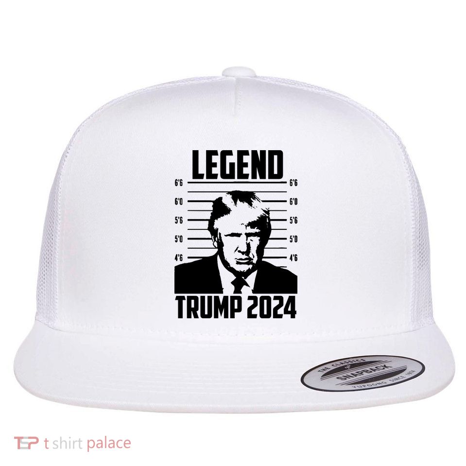 Trump 2024 Mugshot President Legend Pro Trump Flat Bill Trucker Hat