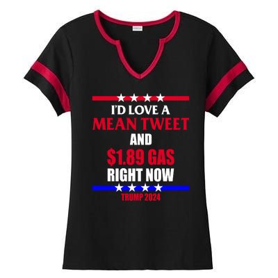 Trump 2024 Mean Tweet Low Gas Anti Biden Ladies Halftime Notch Neck Tee