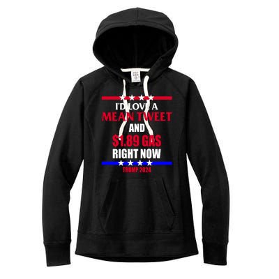 Trump 2024 Mean Tweet Low Gas Anti Biden Women's Fleece Hoodie