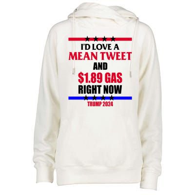 Trump 2024 Mean Tweet Low Gas Anti Biden Womens Funnel Neck Pullover Hood