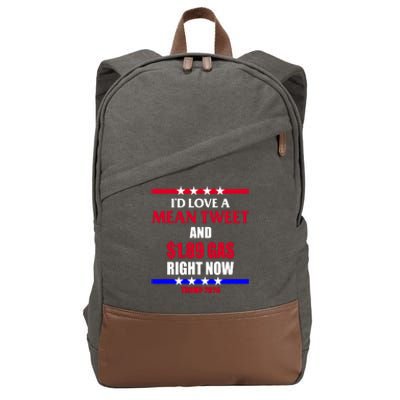 Trump 2024 Mean Tweet Low Gas Anti Biden Cotton Canvas Backpack