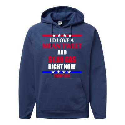 Trump 2024 Mean Tweet Low Gas Anti Biden Performance Fleece Hoodie