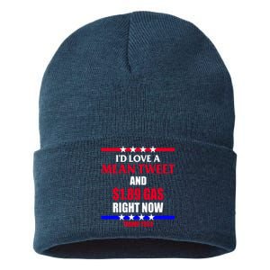 Trump 2024 Mean Tweet Low Gas Anti Biden Sustainable Knit Beanie