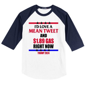 Trump 2024 Mean Tweet Low Gas Anti Biden Baseball Sleeve Shirt