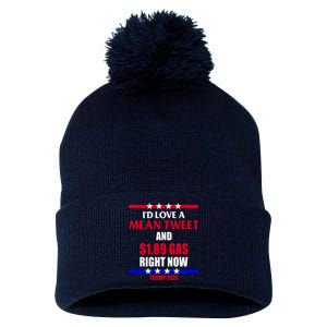 Trump 2024 Mean Tweet Low Gas Anti Biden Pom Pom 12in Knit Beanie