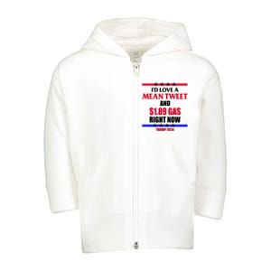 Trump 2024 Mean Tweet Low Gas Anti Biden Toddler Zip Fleece Hoodie