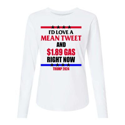 Trump 2024 Mean Tweet Low Gas Anti Biden Womens Cotton Relaxed Long Sleeve T-Shirt