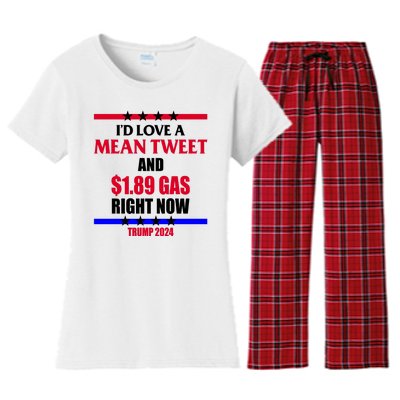 Trump 2024 Mean Tweet Low Gas Anti Biden Women's Flannel Pajama Set