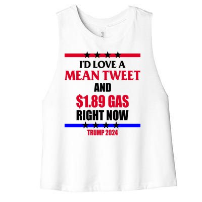 Trump 2024 Mean Tweet Low Gas Anti Biden Women's Racerback Cropped Tank