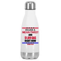 Trump 2024 Mean Tweet Low Gas Anti Biden Stainless Steel Insulated Water Bottle